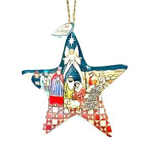 JIM SHORE NATIVITY SCENE ANGEL STAR WOODEN ORNAMENT